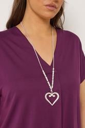 Silver Tone Tone Pendant Heart Long Layered Necklace | Yours Clothing 1