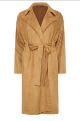 M&Co Brown Faux Suede Wrap Formal Coat