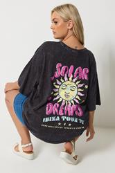 YOURS Plus Size Grey Acid Wash 'Solar Dreams' T-Shirt | Yours Clothing 3