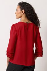 M&Co Red Frill Sleeve Blouse | M&Co 2