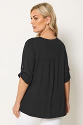 YOURS Plus Size Black Placket Shirt | Yours Clothing 2