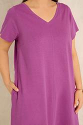 EVANS Plus Size Purple Cotton Midi Dress | Evans 4