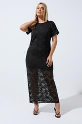 LIMITED COLLECTION Plus Size Black Lace 2-In-1 Maxi Dress | Yours Clothing 1