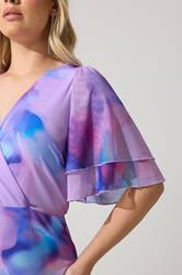 YOURS LONDON Plus Size Purple Abstract Wrap Ruffle Hem Dress | Yours Clothing 4