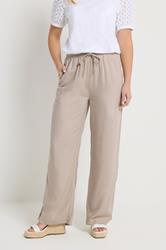 M&Co Natural Brown Wide Leg Linen Trousers | M&Co 1