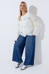 LIMITED COLLECTION Plus Size Ivory White Floral Crochet Cardigan | Yours Clothing 1
