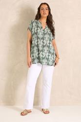 EVANS Plus Size Green Abstract Notch Neck Blouse | Evans 4