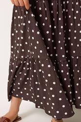 YOURS Plus Size Chocolate Brown Polka Dot Tiered Maxi Dress | Yours Clothing 4