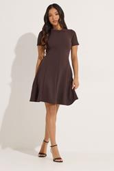 PixieGirl Petite Women's Chocolate Brown Textured Mini Dress | PixieGirl 2