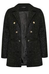 Plus Size Black Check Boucle Blazer