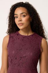 M&Co Burgundy Red Lace Skater Dress | M&Co 4