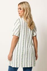 YOURS Plus Size White Floral Stripe Tunic Top | Yours Clothing 2