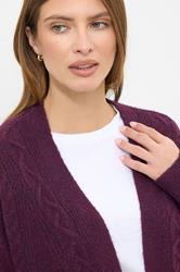 M&Co Berry Purple Cable Knit Cardigan | M&Co 4