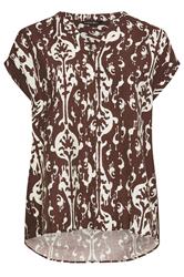 EVANS Plus Size Chocolate Brown Abstract Shirt | Evans 5