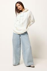 PixieGirl Petite Women's Ivory White 'Fruit Market' Slogan Oversized Hoodie | PixieGirl 2