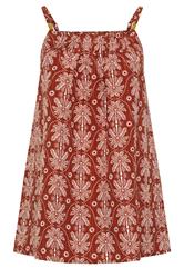 YOURS Curve Red Palm Tree Pleated Cami Top