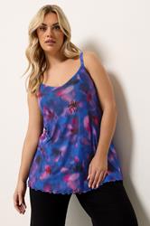 YOURS Plus Size Cobalt Blue Floral Swing Vest | Yours Clothing 3