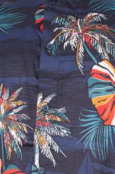 KAM Big & Tall Navy Blue Palm Print Shirt | BadRhino 5
