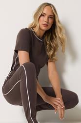 LTS Tall Women's Chocolate Brown Active Piped T-Shirt | Long Tall Sally 3