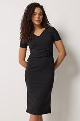 M&Co Black Gathered Waist Midi Dress | M&Co 3