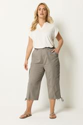 YOURS Plus Size Brown Cropped Cargo Trousers | Yours Clothing 1