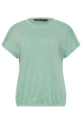 M&Co Green Scallop Trim Detail Cotton Top