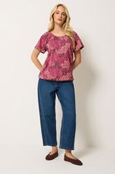 M&Co Berry Purple Patchwork Print Top | M&Co 2