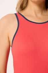 LTS Tall Women's Red & Navy Blue Ribbed Sporty Swimsuit | Long Tall Sally 4