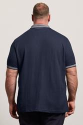 BadRhino Big & Tall Navy Blue Two Tone Waffle Polo Shirt | BadRhino 2