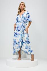 YOURS LONDON Plus Size White & Blue Floral Wrap Dress | Yours Clothing 3