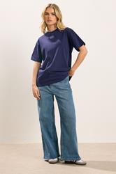 PixieGirl Petite Women's 2 PACK Chocolate Brown & Navy Blue Cotton Oversized T-Shirts | PixieGirl 4