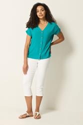M&Co Teal Green Button Front Blouse | M&Co 1