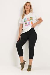 Plus Size Black Cropped JENNY Stretch Jeggings | Yours Clothing  2