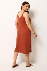 YOURS Plus Size Burnt Orange Midi Dress | Yours Clothing 2