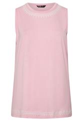 YOURS Plus Size Pink Embroidered Vest Top | Yours Clothing 5