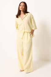 PixieGirl Petite Women's Set Yellow Linen Shirt & Wide Leg Trousers | PixieGirl 3