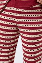 LIMITED COLLECTION Plus Size Burgundy Red Stripe Crochet Wide Leg Trousers | Yours Clothing 4