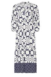 M&Co White Geometric Print Tiered Maxi Dress