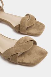 LTS Natural Brown Twisted Low Heel Sandals In Standard Fit | Long Tall Sally 2