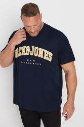 JACK & JONES Big & Tall Navy Blue Varsity T-Shirt | BadRhino 2