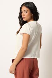 PixieGirl Petite Women's White Crochet Crinkle Top | PixieGirl 5