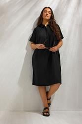 EVANS Plus Size Black Premium Linen Shirt Dress | Evans 3