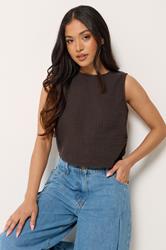 PixieGirl Petite Women's Chocolate Brown Cotton Cheesecloth Top | PixieGirl 3