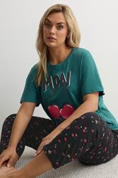 YOURS Plus Size Green 'Mon Cheri' Pyjama Set | Yours Clothing 1