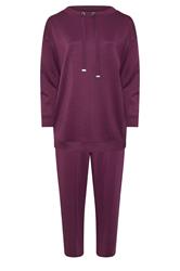 EVANS Curve Set Berry Red Luxe Sweatshirt & Joggers