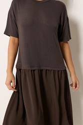 PixieGirl Petite Women's Chocolate Brown Drop Waist Maxi Dress | PixieGirl 4