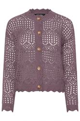 PixieGirl Petite Women's Plum Purple Crochet Button Cardigan | PixieGirl 5