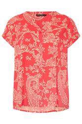 EVANS Plus Size Red Paisley Notch Neck Modal Shirt | Evans 5