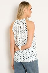 LTS Tall Women's White Polka Dot Satin Halterneck Top | Long Tall Sally 2