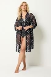 YOURS Plus Size Black Polka Dot Cover Up | Yours Clothing 3